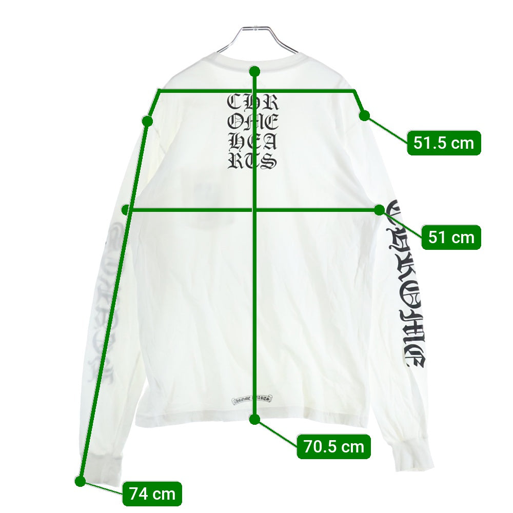 CHROME HEARTS(クロムハーツ) Vertical Logo Tee ヴァーティカルロゴ 長袖Tシャツ 胸ポケットロゴ バックロゴ 長袖カットソー ホワイト