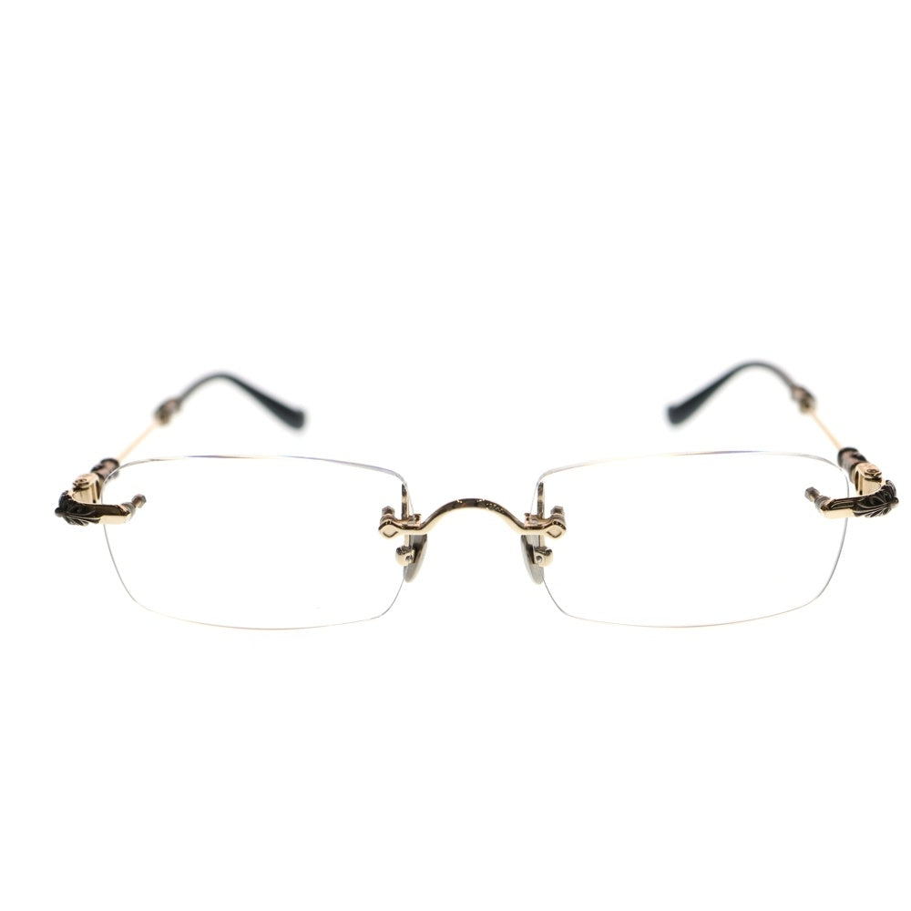 CHROME HEARTS(クロムハーツ) PILLS III 2サイドフローラル テンプル リムレス サングラス アイウェア 眼鏡 ゴールド/シルバー