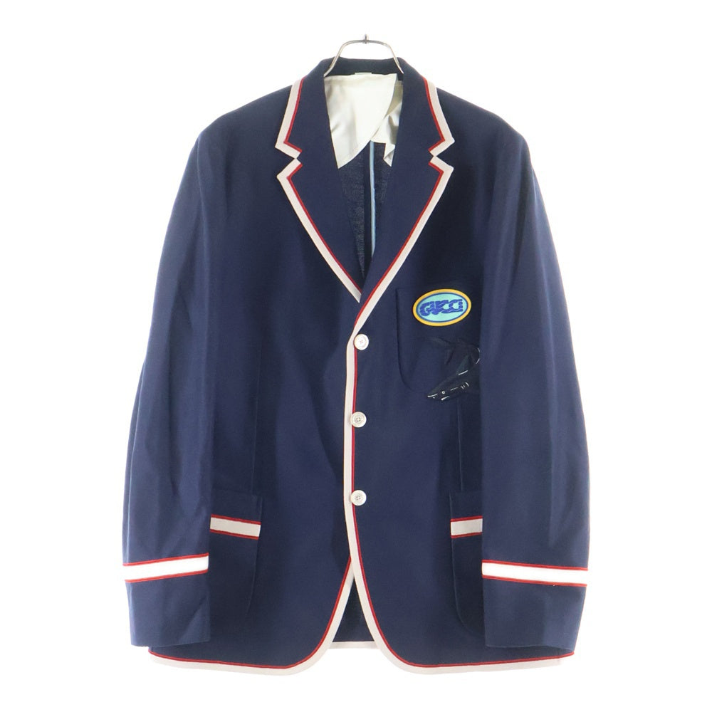 GUCCI(グッチ) シャーク刺繍 胸ロゴワッペン パイピングブレザー