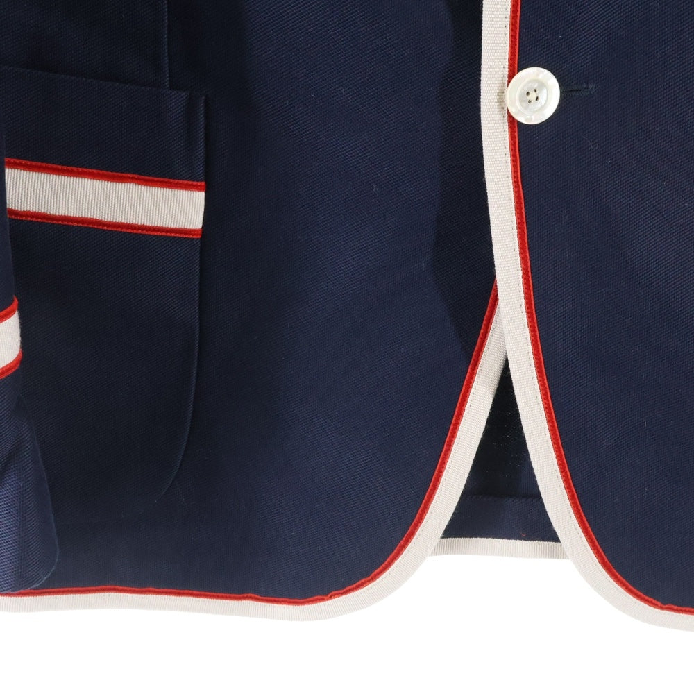 GUCCI(グッチ) シャーク刺繍 胸ロゴワッペン パイピングブレザージャケット ネイビー 522007 Z344H