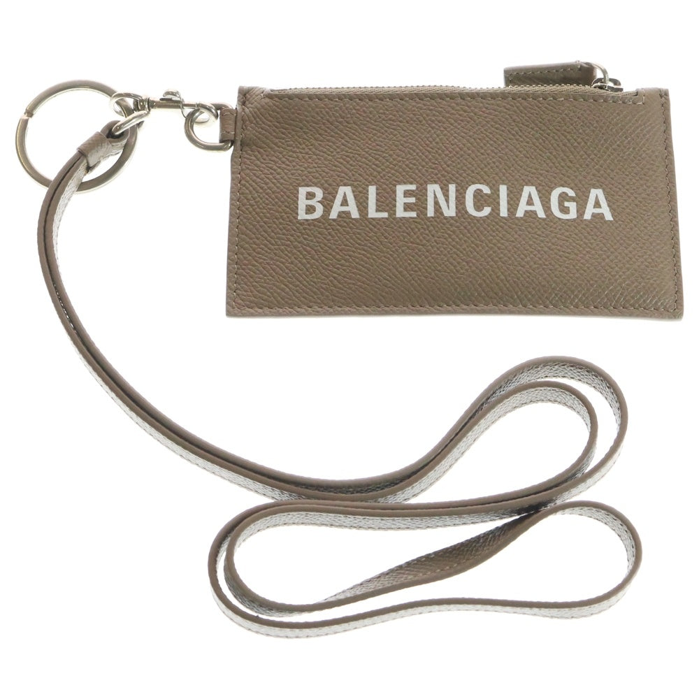 BALENCIAGA(バレンシアガ) ロゴプリント ネックウォレット レザー カードケース ベージュ 594548 1290
