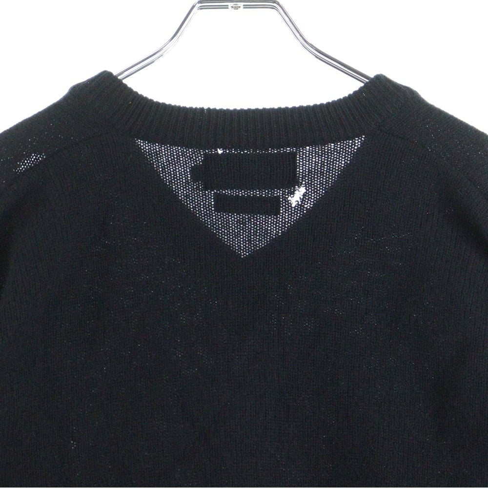 POLO RALPH LAUREN(ポロラルフローレン) OLD フロントロゴ刺繍 ウール Vネック 長袖ニット セーター ブラック