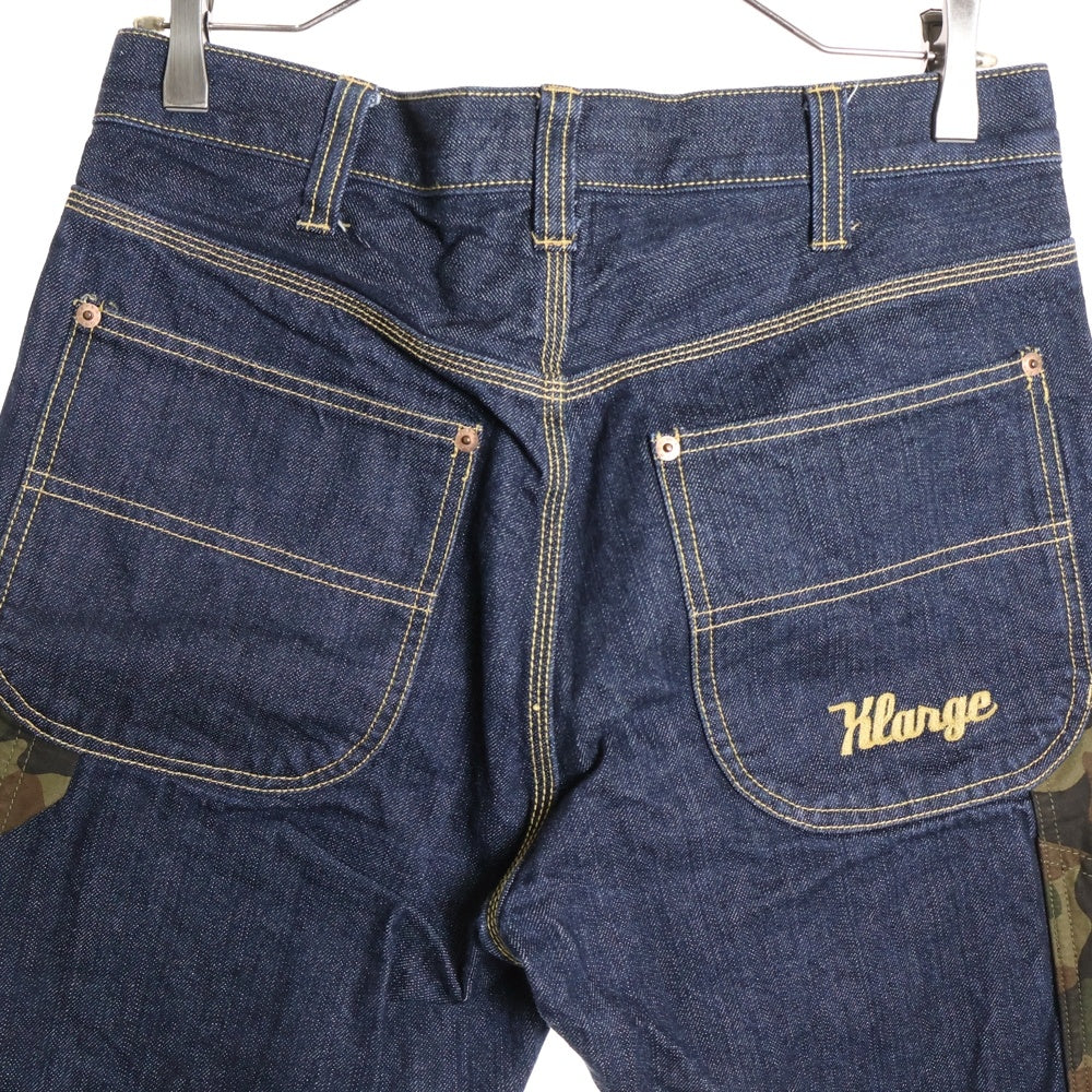 X-LARGE(エクストララージ) バックポケットロゴ刺繍 ペインターハーフパンツ デニムショーツ インディゴ 0141706