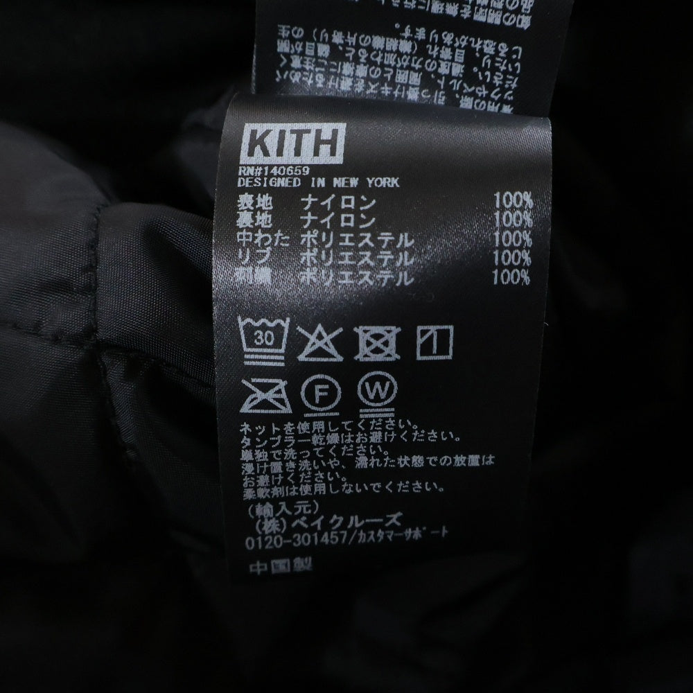 KITH(キス) ×Peanuts 75th ANNIVERSARY ピーナッツ 75周年記念 スヌーピー 刺繍 サテン ボンバージャケット ボタンフライ ブルゾン ブラック KHM010889-001