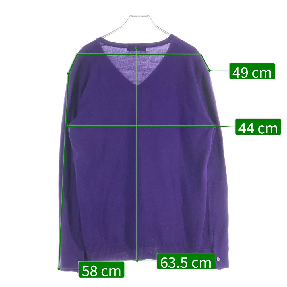 BURBERRY BLACK LABEL(バーバリー ブラックレーベル) フロントロゴ刺繍 Vネック 長袖セーター ニット パープル BMT95-104-38