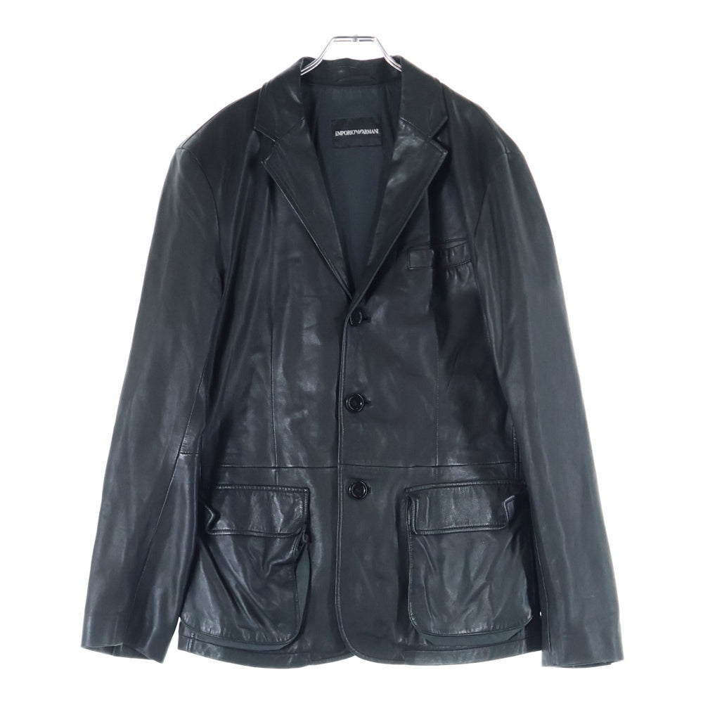 EMPORIO ARMANI(エンポリオアルマーニ) ラムレザー テーラードジャケット ブラック B1G03P