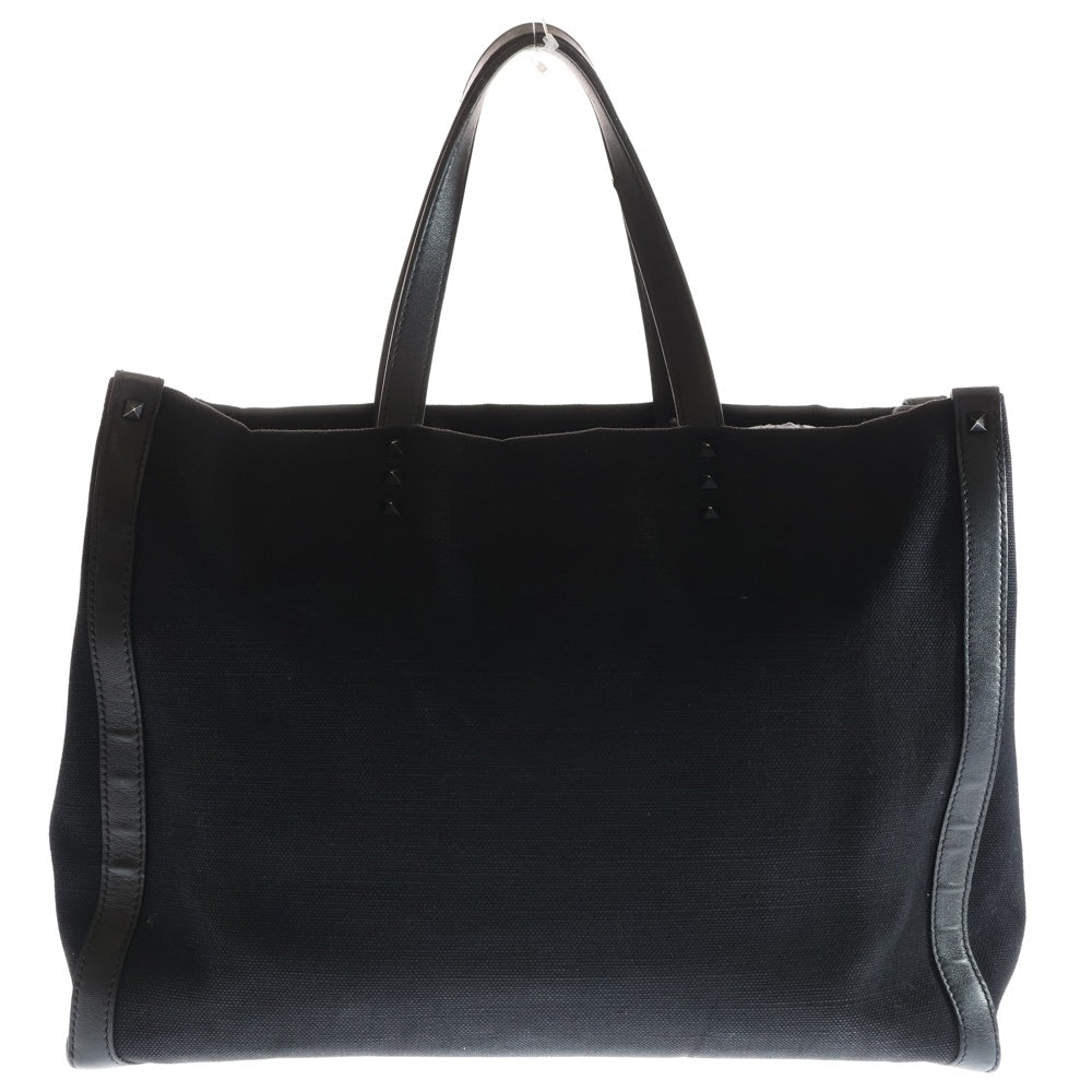 VALENTINO GARAVANI(ヴァレンチノガラヴァーニ) ガラヴァーニ ロックスタッズ キャンバス トートバッグ ハンドバッグ ブラック