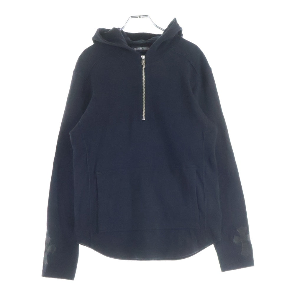 CHROME HEARTS(クロムハーツ) OLD ダガーハーフジップ 袖クロスパッチ付き ハーフジップ パーカー ブラック