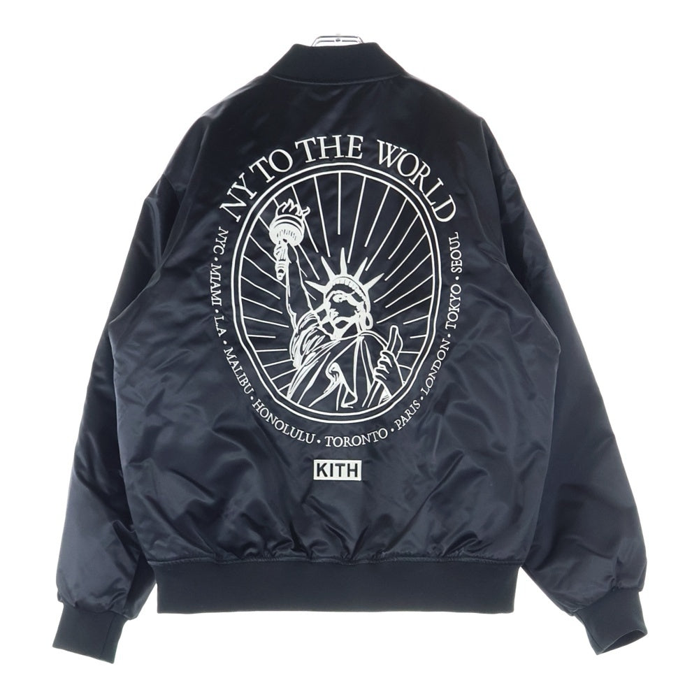 KITH(キス) NY to the World Satin Bomber Jacket 両面刺繍 ナイロン