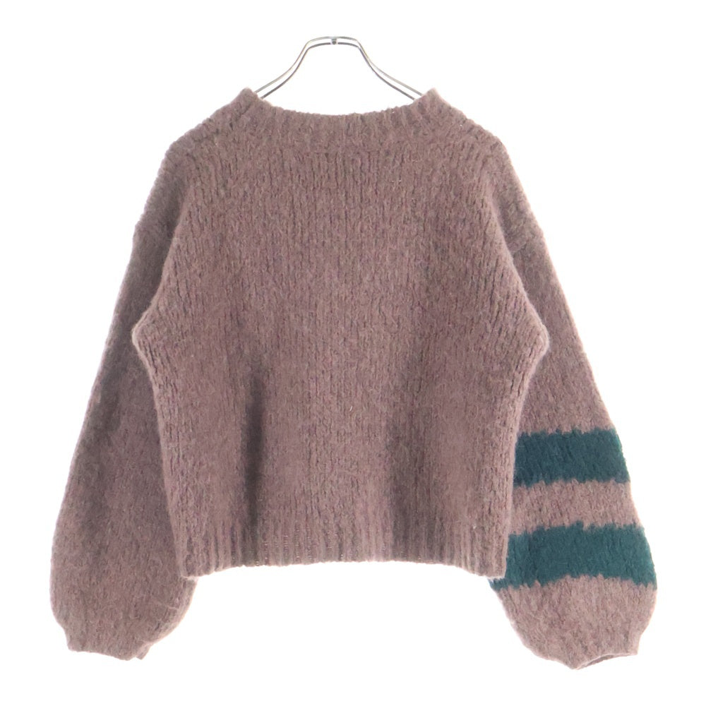 DRIES VAN NOTEN(ドリスヴァンノッテン) クロップド丈 クルーネック モヘア ニット セーター ブラウン レディース