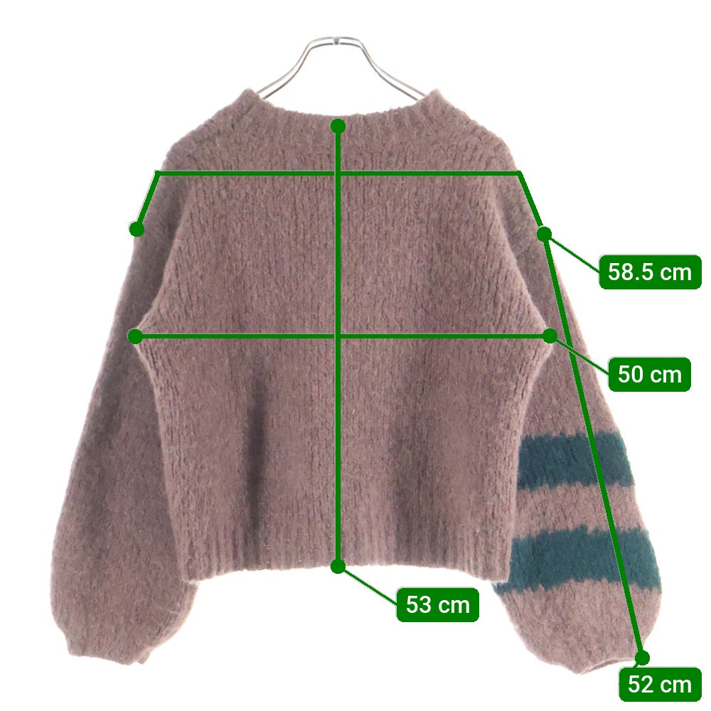 DRIES VAN NOTEN(ドリスヴァンノッテン) クロップド丈 クルーネック モヘア ニット セーター ブラウン レディース