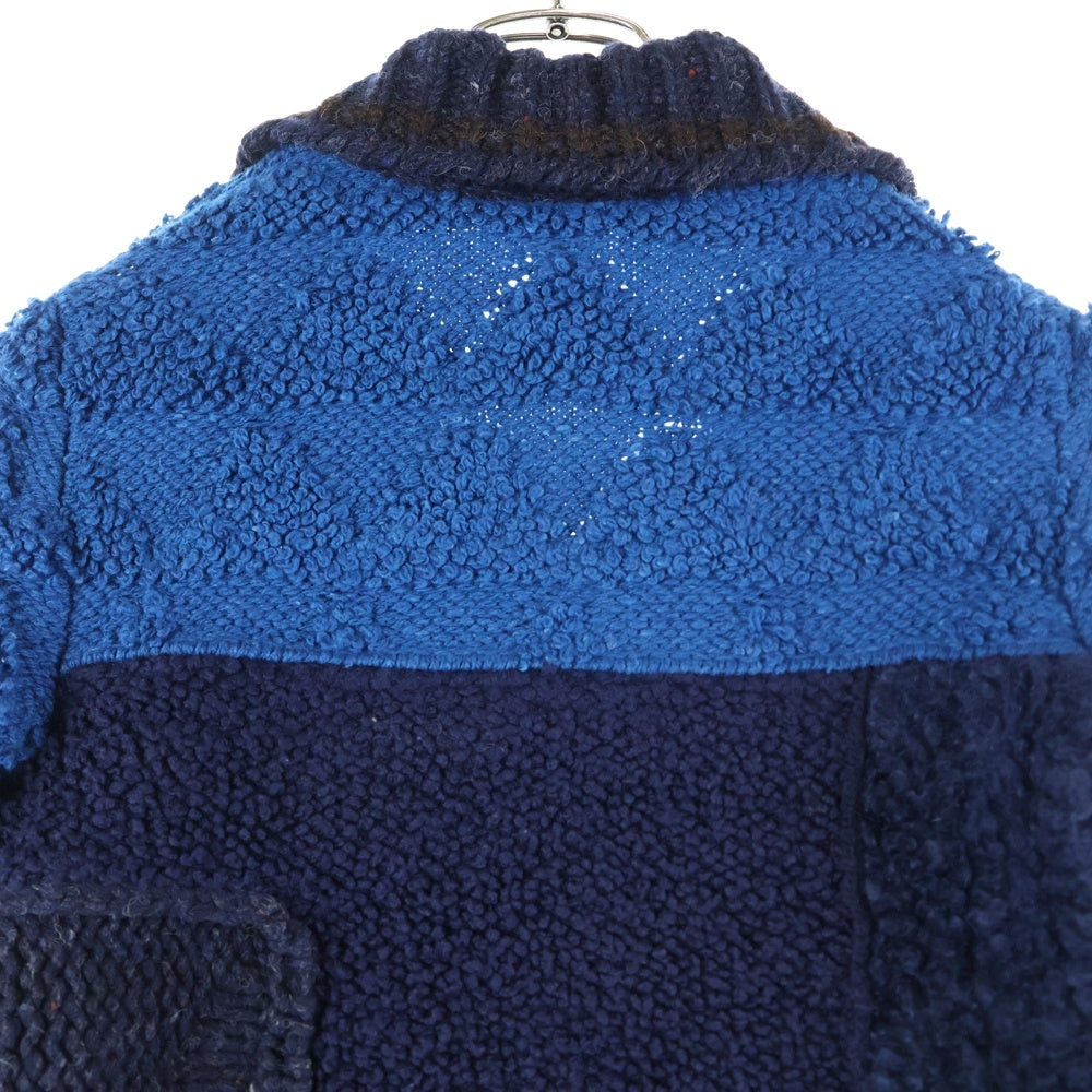 BOTTEGA VENETA(ボッテガヴェネタ) Patchwork Wool Knit Sweater パッチワーク クロップド丈 ウールニット ブルー 720813 V2D40 レディース