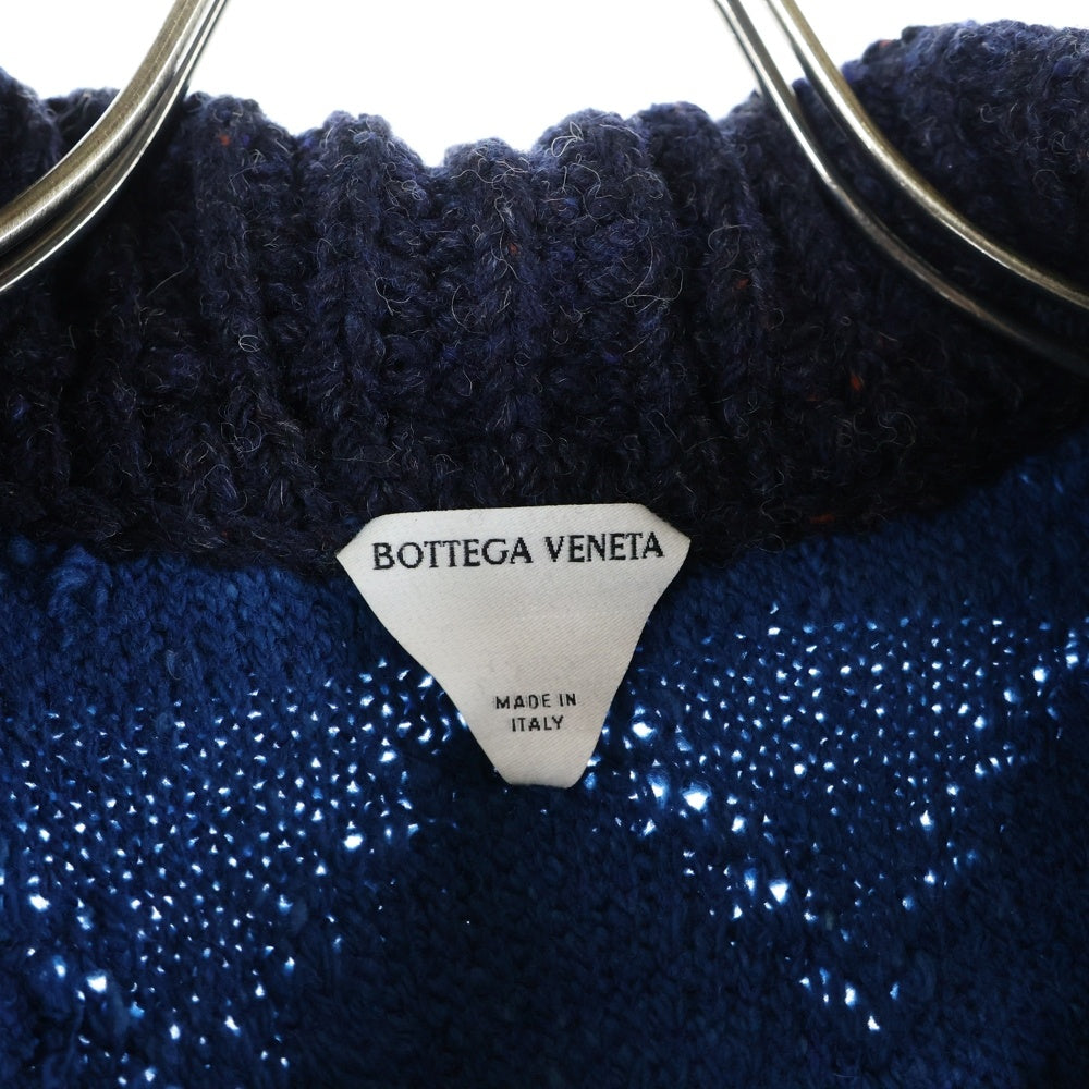 BOTTEGA VENETA(ボッテガヴェネタ) Patchwork Wool Knit Sweater パッチワーク クロップド丈 ウールニット ブルー 720813 V2D40 レディース