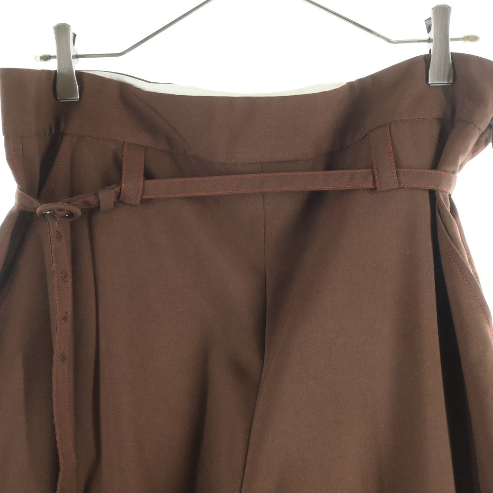 MARNI(マルニ) ステッチ ベルテッド ワイドパンツ ブラウン レディース PAMA0097CU