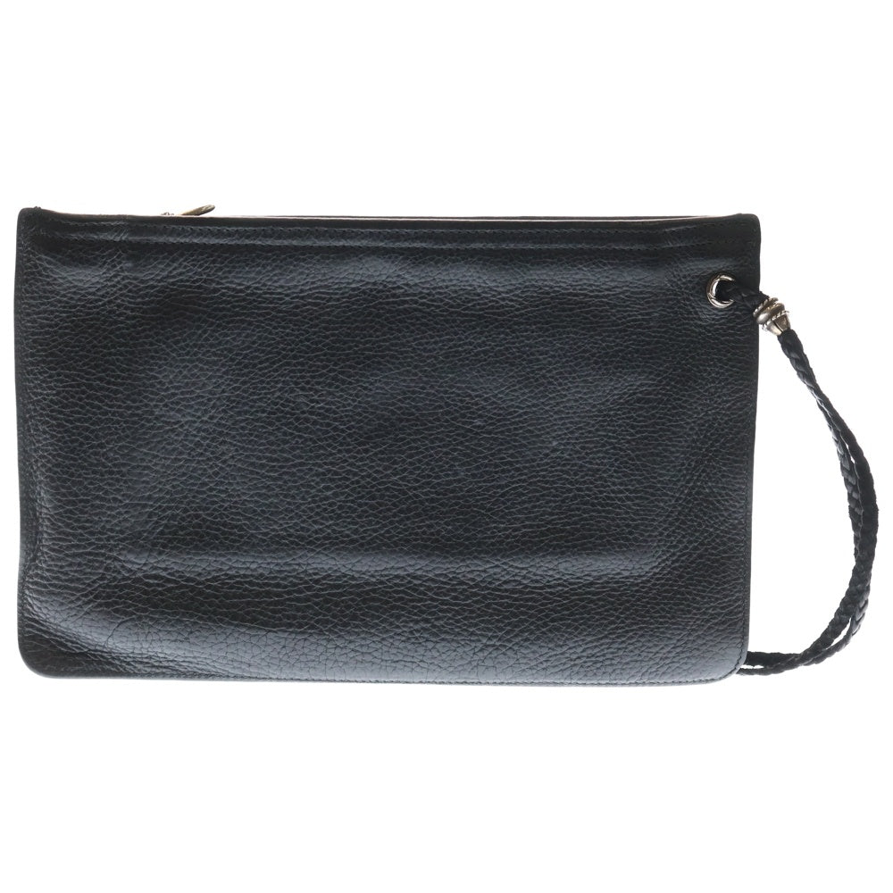 CHROME HEARTS(クロムハーツ) FLAT MED PLANE レザー ストラップ クラッチバッグ ブラック