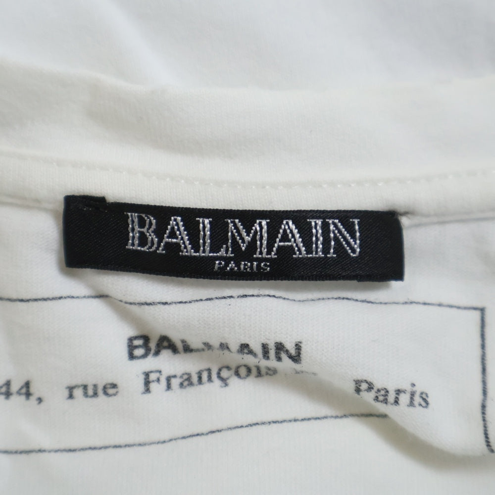 BALMAIN(バルマン) シグネチャーロゴプリント クルーネック 半袖Tシャツ ホワイト RH01601I154