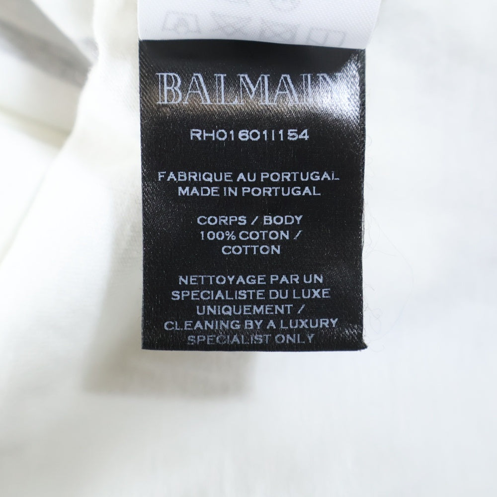 BALMAIN(バルマン) シグネチャーロゴプリント クルーネック 半袖Tシャツ ホワイト RH01601I154
