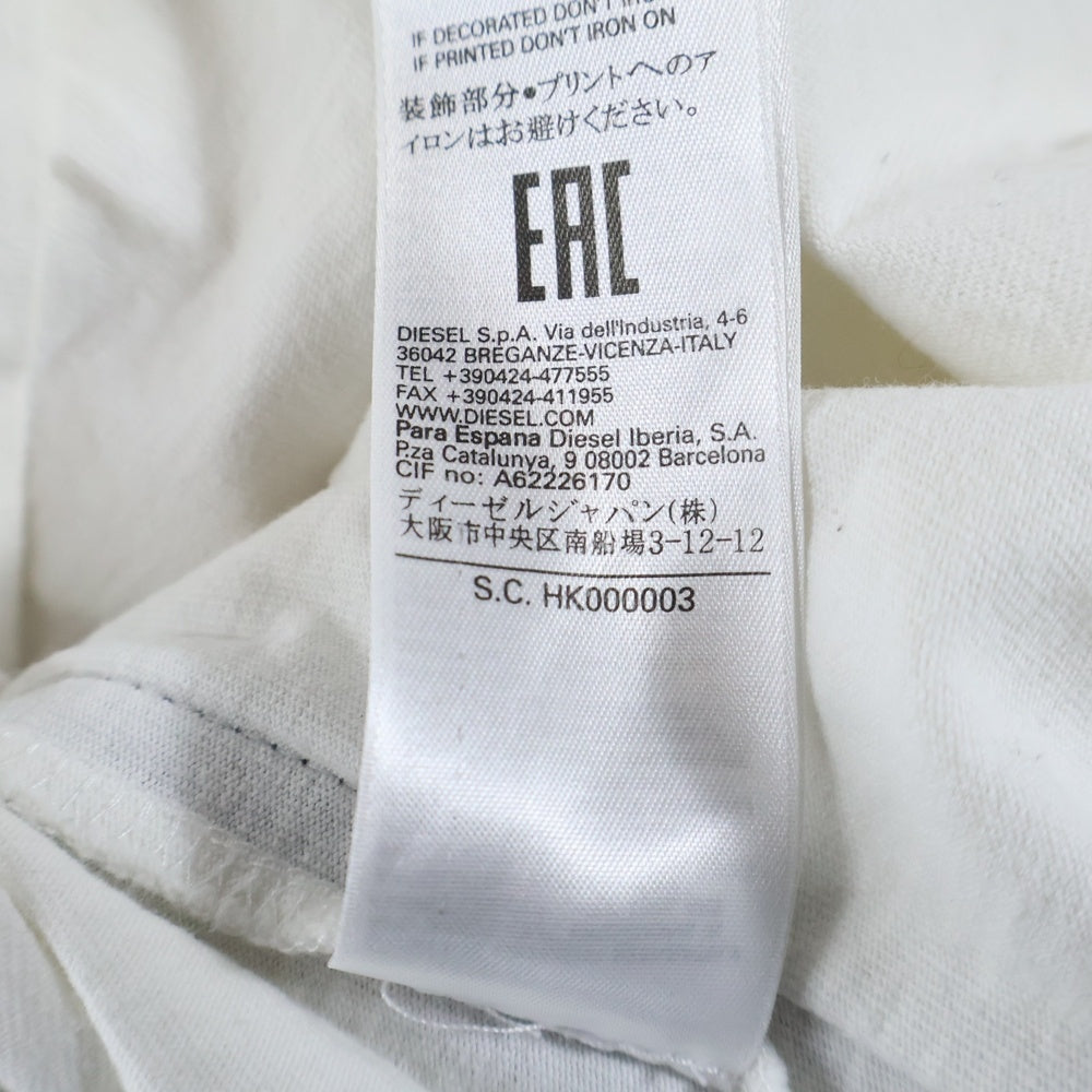 DIESEL(ディーゼル) ショルダーライン クルーネック 半袖Tシャツ ホワイト HK000003