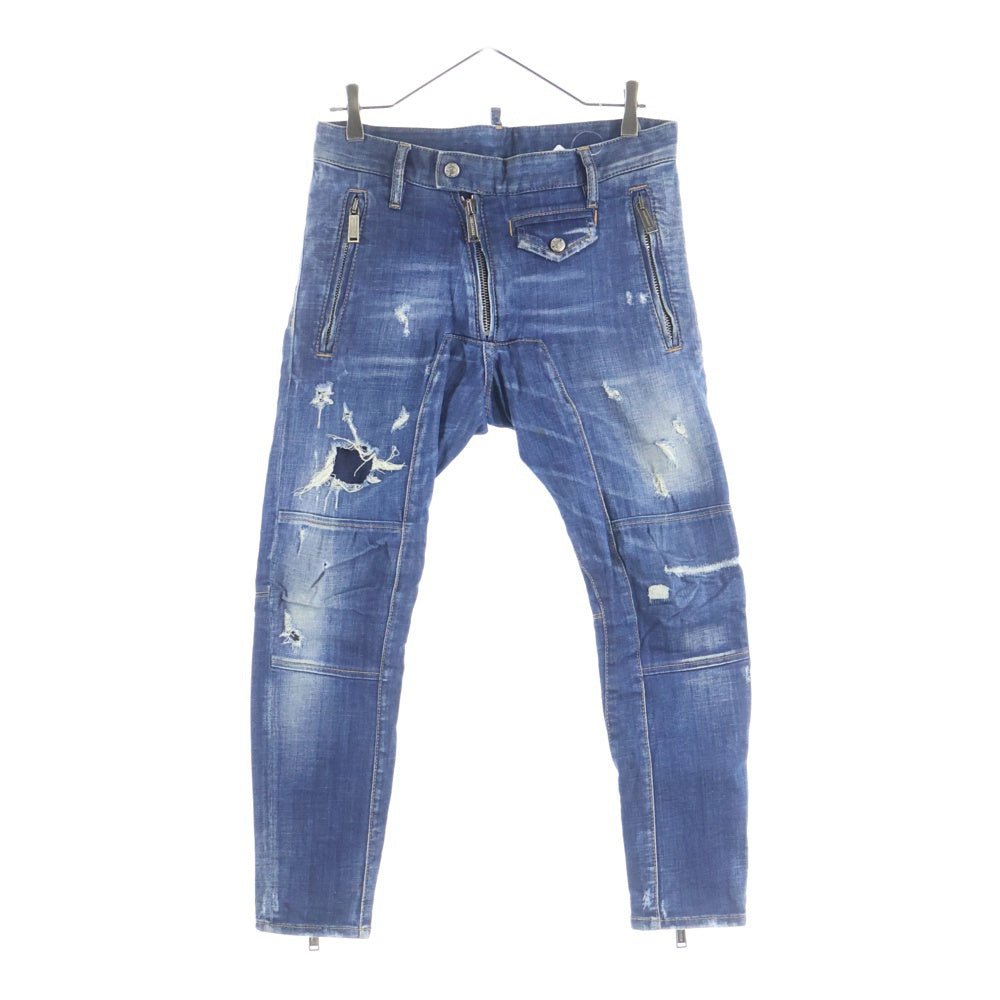 DSQUARED2(ディースクエアード) 18AW SKATER JEANS ダメージ加工 デニム スキニーパンツ インディゴ S74LB0419 S30342