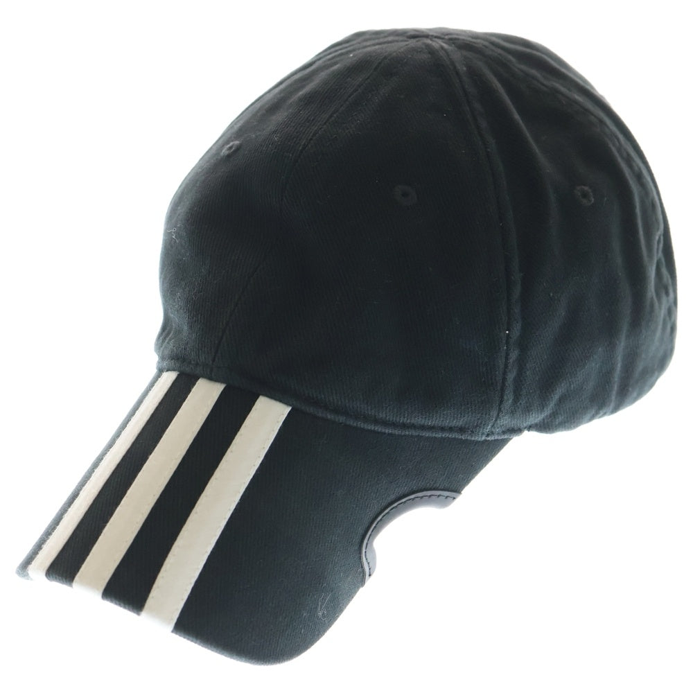 美品✨BALENCIAGA adidas ユーズド加工 ベースボールキャップ 黒 BALENCIAGA(バレンシアガ) ×adidas Cotton Cap アディダス ベース