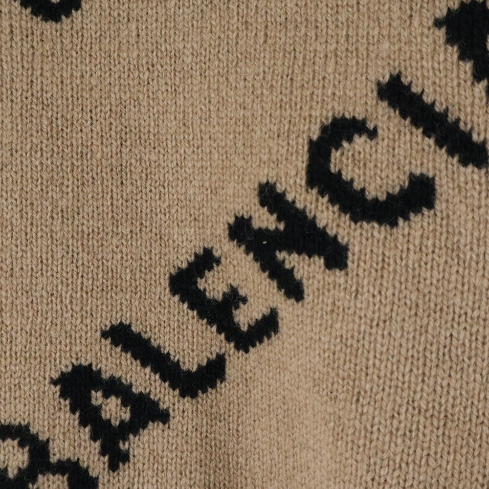 BALENCIAGA(バレンシアガ) 20AW オールオーバーロゴジャガード クルーネックニットセーター ベージュ 648433 TI567
