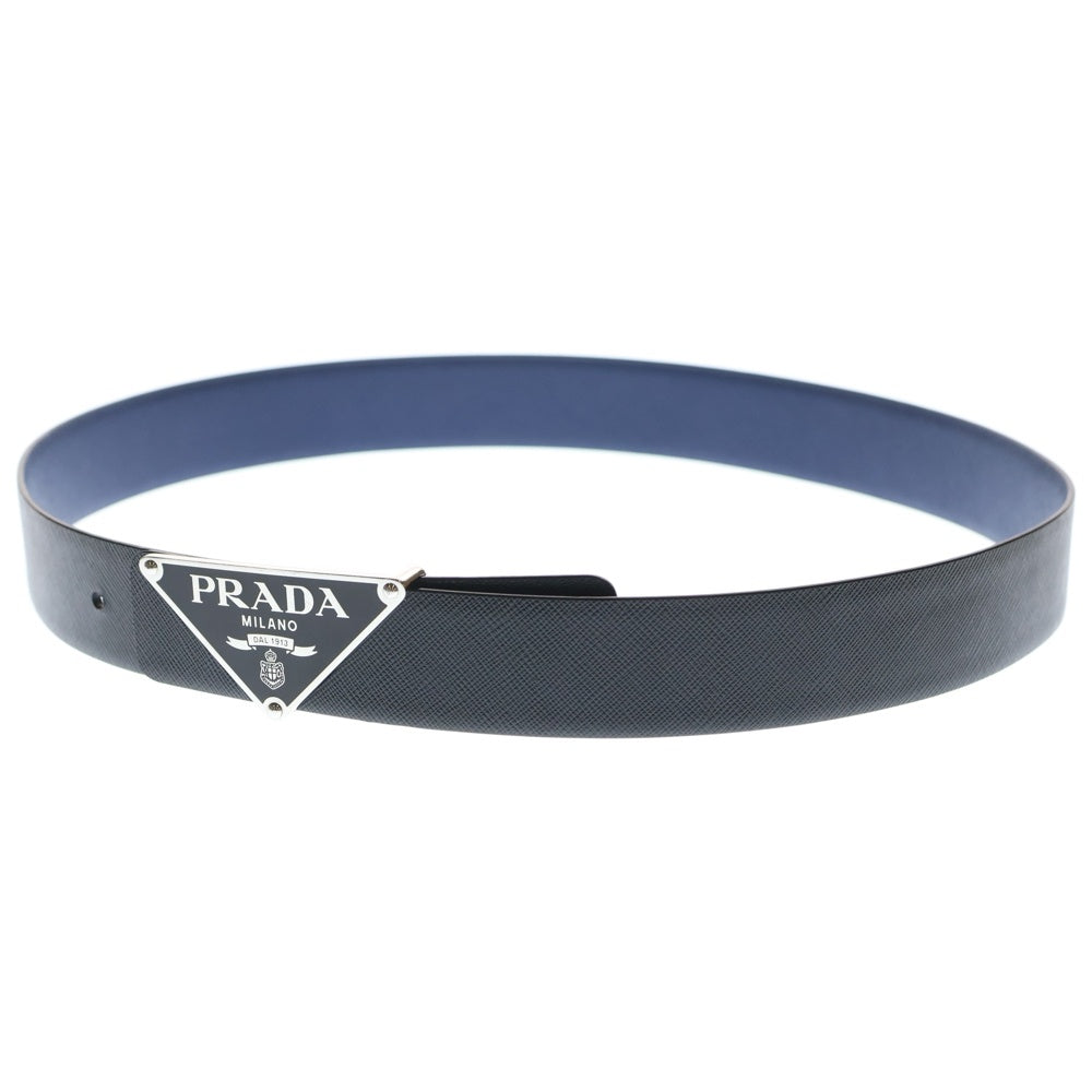 ⭐︎ PRADA プラダ ベルト サフィアーノ トライアングル 美品 ブラック PRADA（プラダ） トライアングルロゴ ブランドオフ サフィアーノレザー