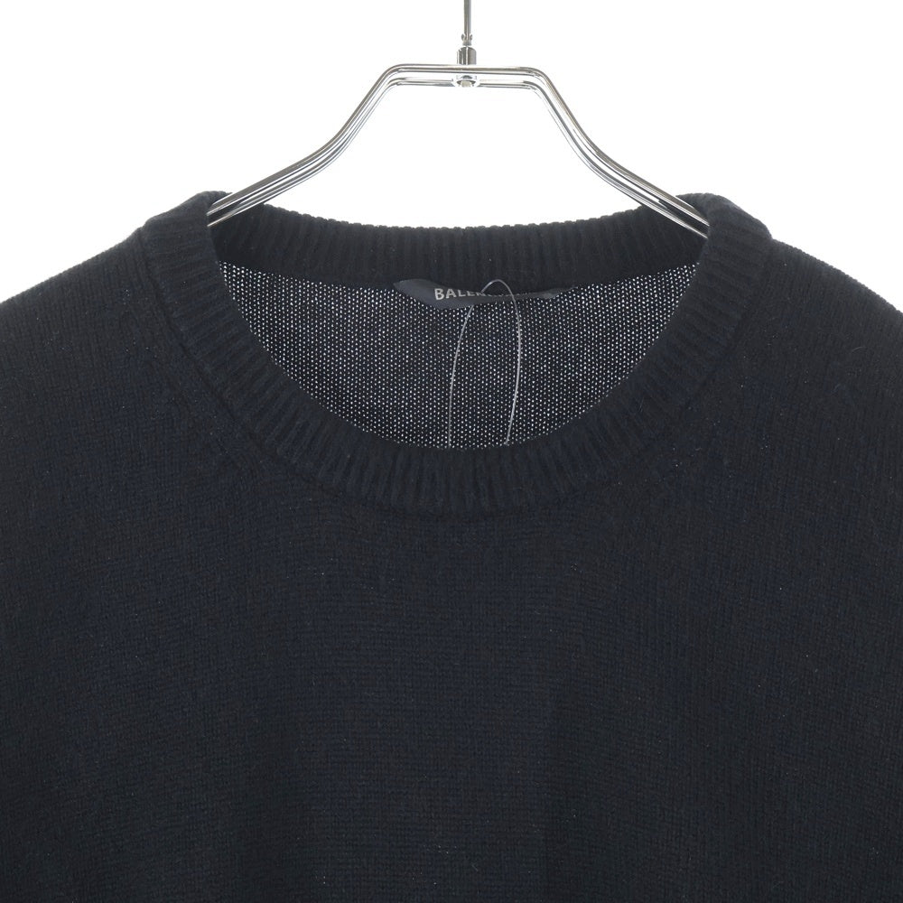 BALENCIAGA(バレンシアガ) バックロゴ刺繍 クルーネックセーター カシミヤニット ブラック 682004 T4124