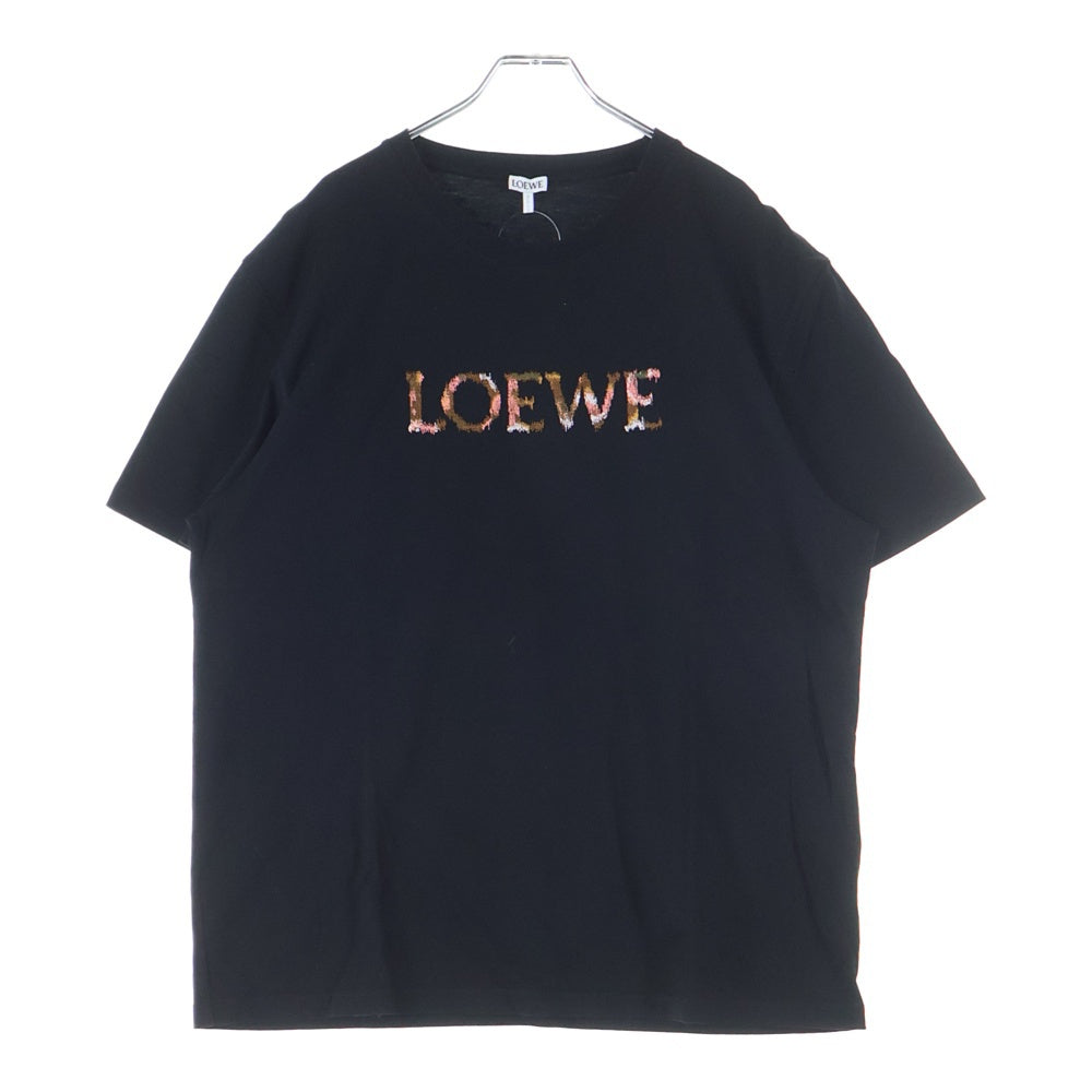 【新品】ロエベブラック Tシャツ 刺繍ロゴ 新品】ロエベブラック Tシャツ 刺繍ロゴ LOEWE ブラック ロゴ刺繍 T