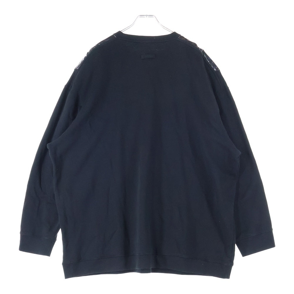 RAF SIMONS(ラフシモンズ) 19AW Oversized sweater with printed shoulder Patches ショルダーパッチ クルーネック 長袖スウェット トレーナー ブラック 192-190B