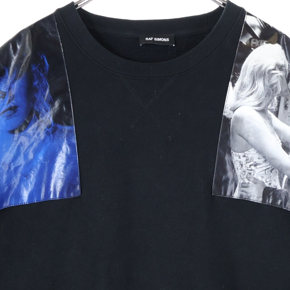 RAF SIMONS(ラフシモンズ) 19AW Oversized sweater with printed shoulder Patches ショルダーパッチ クルーネック 長袖スウェット トレーナー ブラック 192-190B
