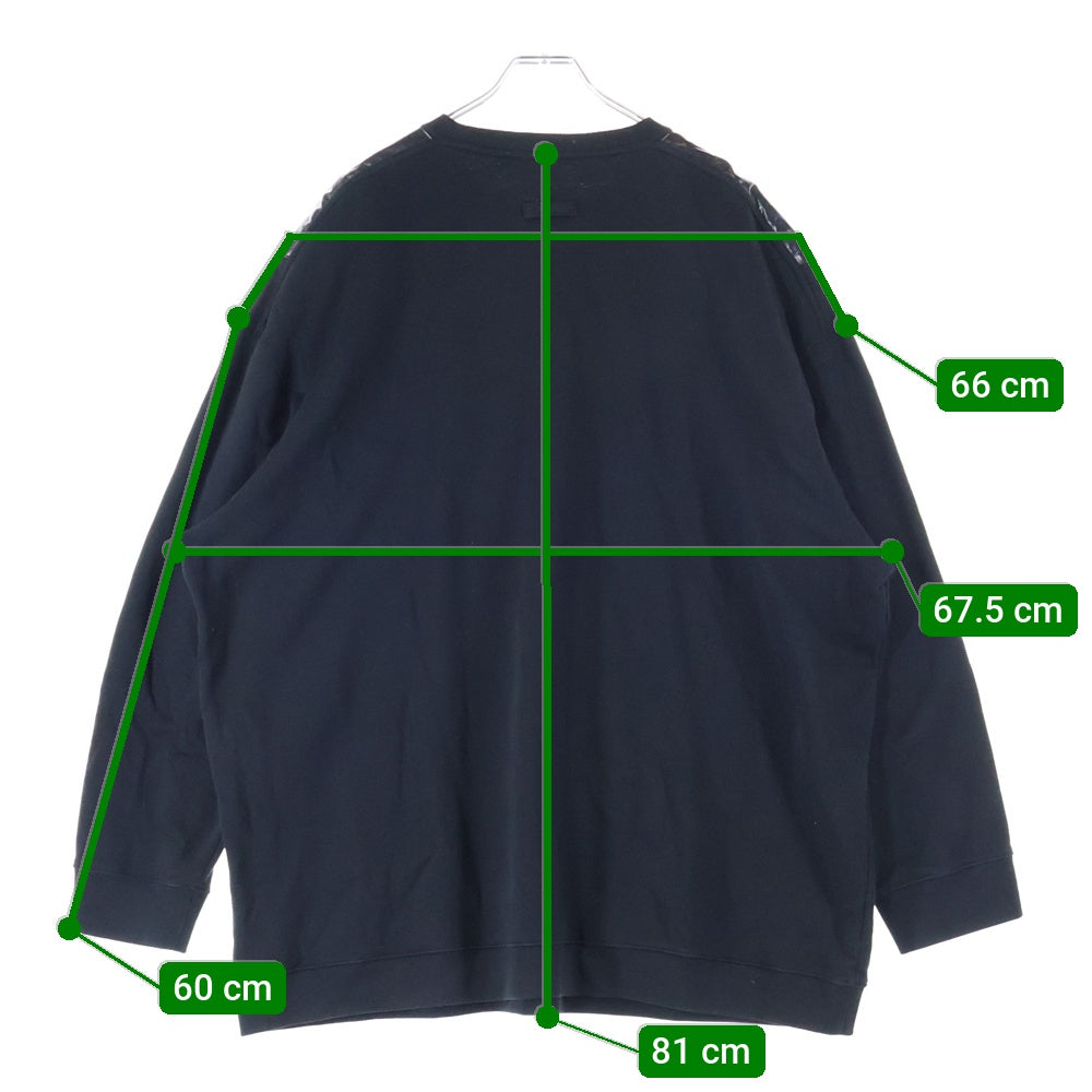 RAF SIMONS(ラフシモンズ) 19AW Oversized sweater with printed shoulder Patches ショルダーパッチ クルーネック 長袖スウェット トレーナー ブラック 192-190B