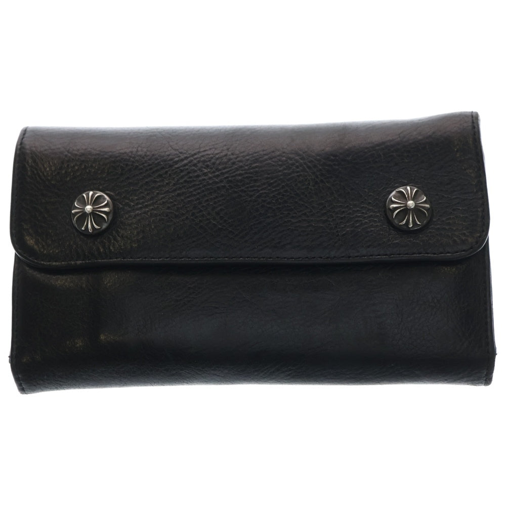 【専用】CHROME HEARTSクロムハーツ ウェーブウォレットブラックレザー CHROME HEARTS(クロムハーツ) WAVE ウェーブ レザーウォレット 財布