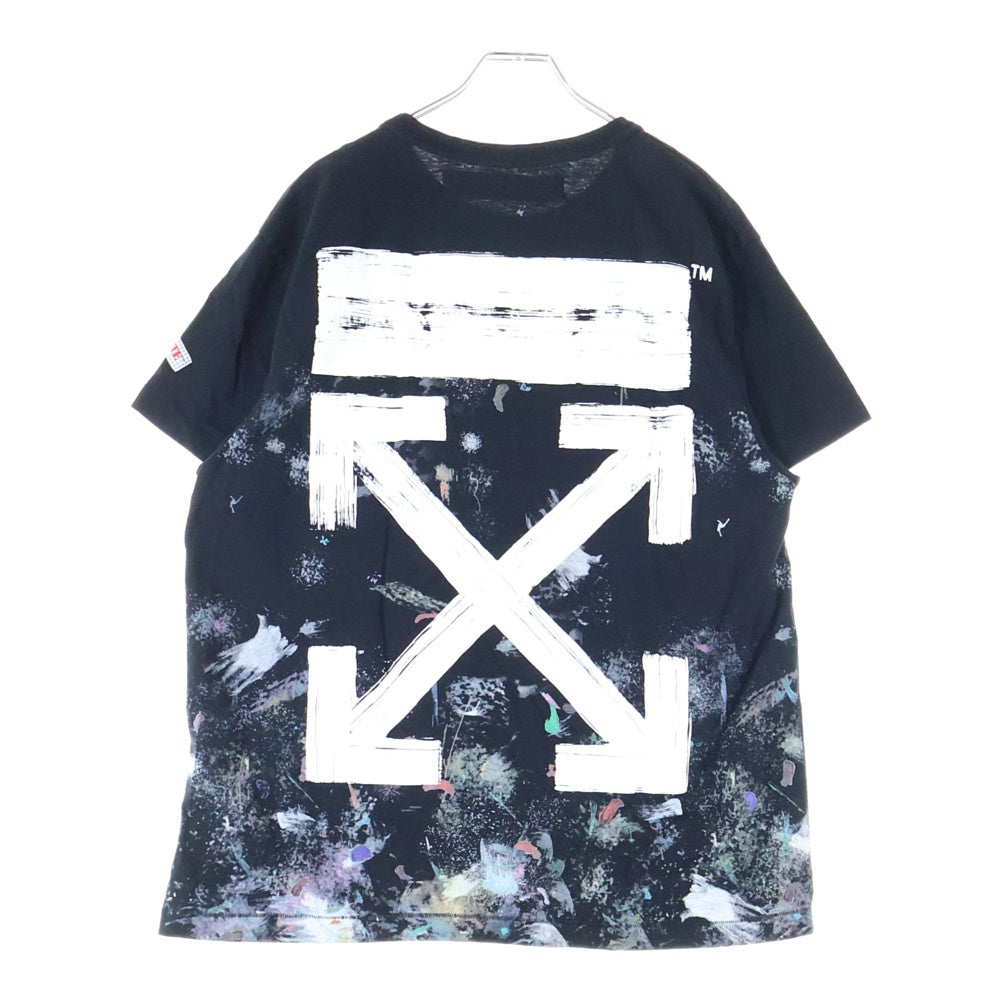 OFF-WHITE(オフホワイト) 21SS Galaxy Brushed Arrows T-Shirt ギャラクシー ブラッシュド アロー バックロゴプリント クルーネック半袖Tシャツ カットソー ブラック OMAA002S20JER001