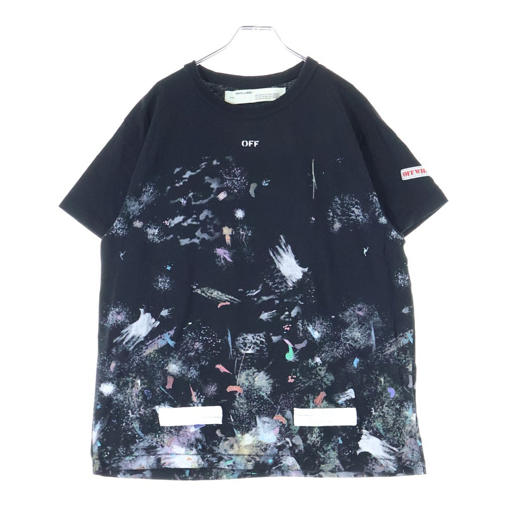 OFF-WHITE(オフホワイト) 21SS Galaxy Brushed Arrows T-Shirt ギャラクシー ブラッシュド アロー バックロゴプリント クルーネック半袖Tシャツ カットソー ブラック OMAA002S20JER001