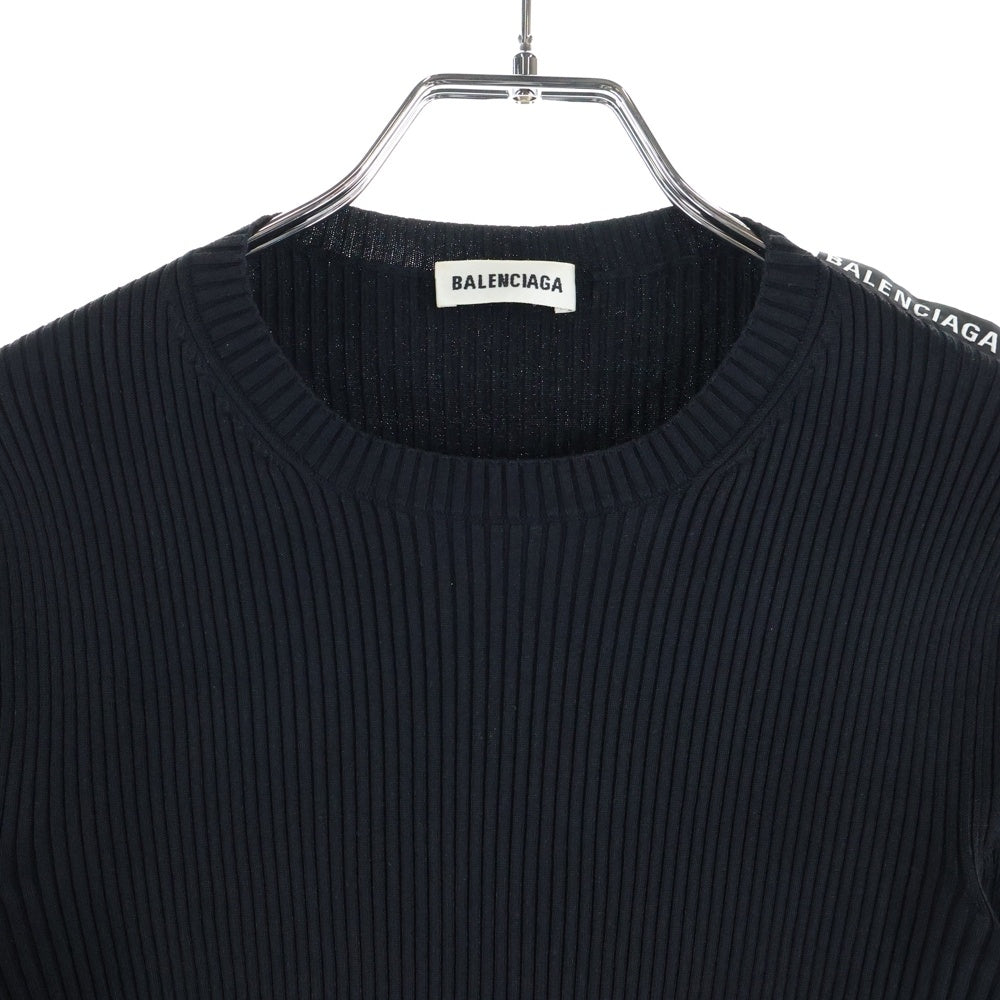 BALENCIAGA(バレンシアガ) ショルダーロゴタグ付 クルーネック 長袖セーター ブラック レディース 570828 T5101