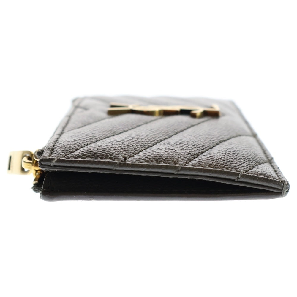 SAINT LAURENT PARIS(サンローランパリ) YSLロゴ レザー カードケース コインケース ブラウン 607915