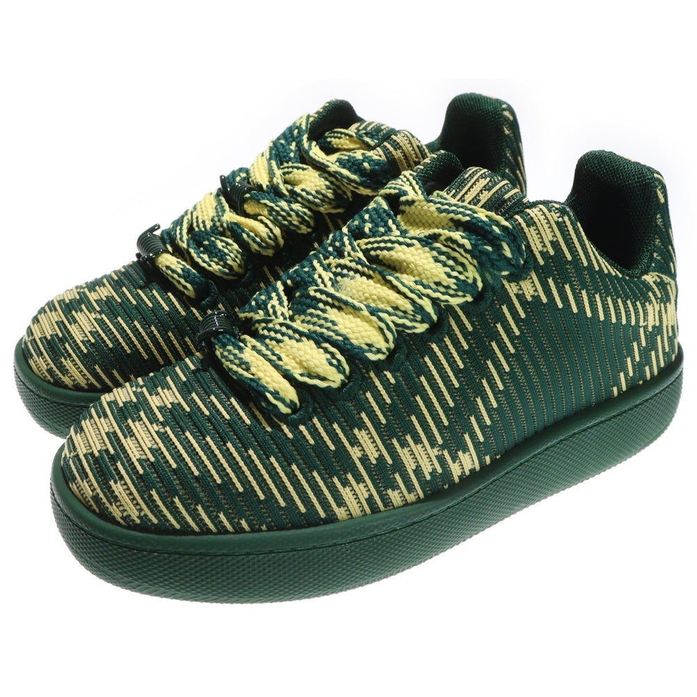 BURBERRY(バーバリー) チェックニット ボックス スニーカー グリーン/イエロー