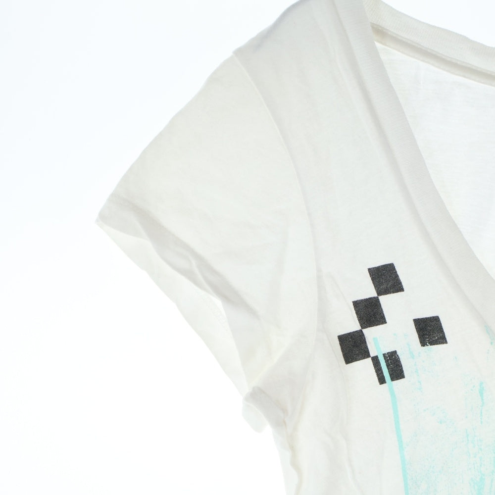 DIESEL(ディーゼル) ワイド Uネック フロントプリント 半袖Tシャツ カットソー ホワイト レディース