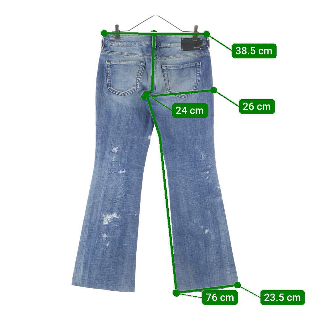 DIESEL(ディーゼル) ダメージ加工 フレア デニムパンツ インディゴ レディース