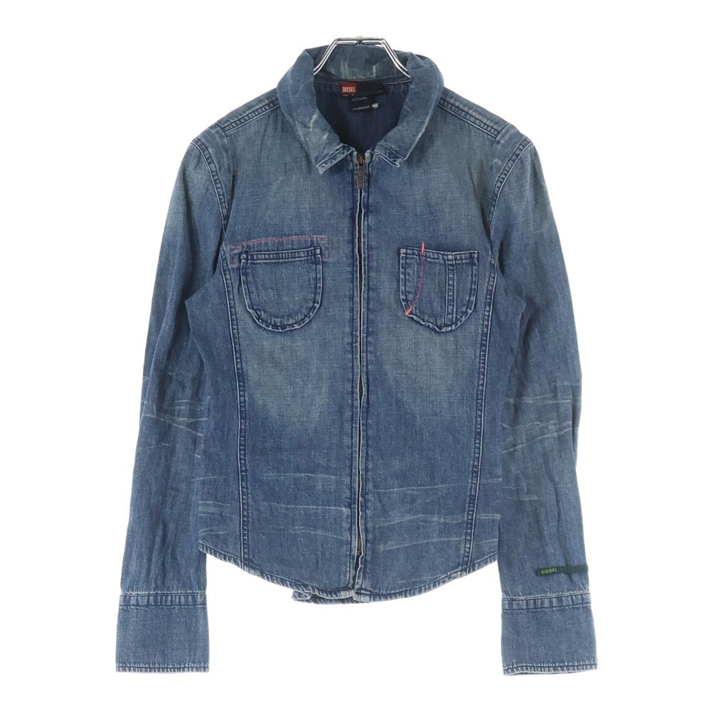 DIESEL(ディーゼル) ウオッシュ加工 ジップアップ デニムジャケット インディゴ レディース