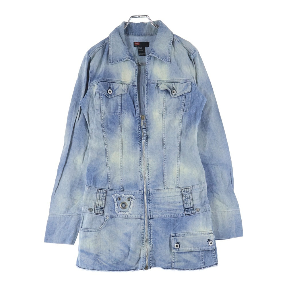 DIESEL(ディーゼル) ウォッシュ加工 ジップアップ デニムワンピース ライトブルー レディース