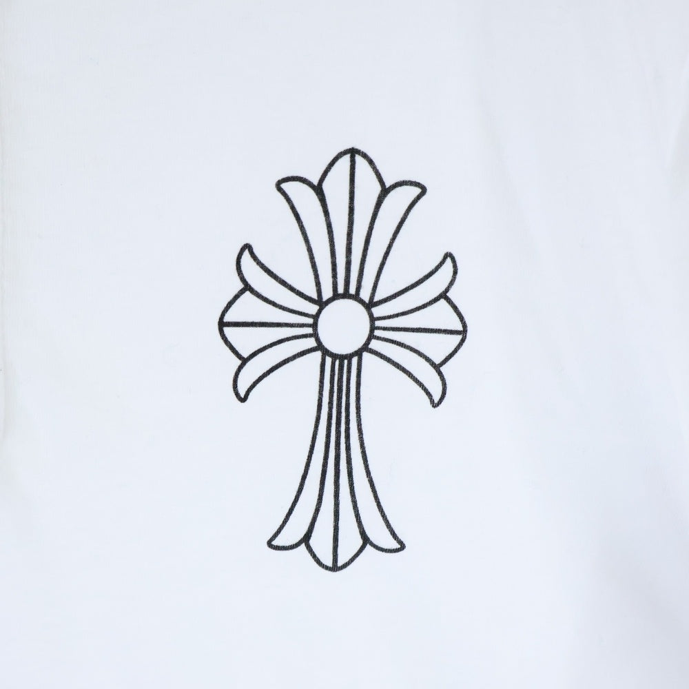 CHROME HEARTS(クロムハーツ) CHクロスプリント クロスボールボタン付き ヘンリーネック長袖Tシャツ カットソー ホワイト
