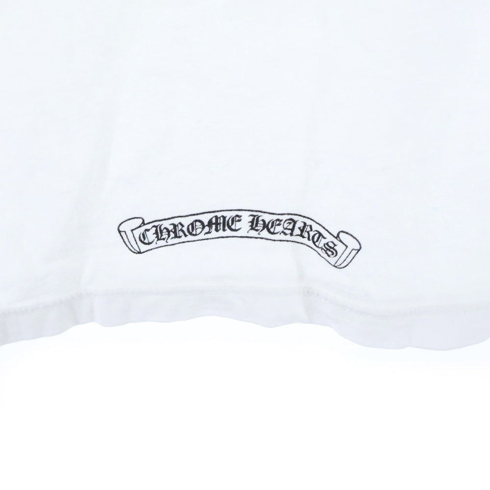 CHROME HEARTS(クロムハーツ) CHクロスプリント クロスボールボタン付き ヘンリーネック長袖Tシャツ カットソー ホワイト
