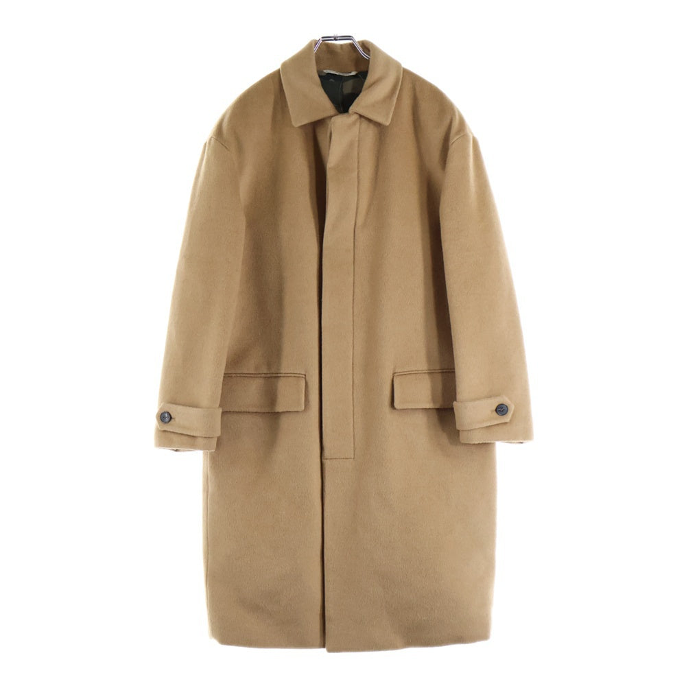 バーク イタリア製 ワッフル織 裏地カモフラ柄 チェスターコート キャメル VALENTINO(ヴァレンティノ) ウール 裏地カモ柄ナイロン チェスター