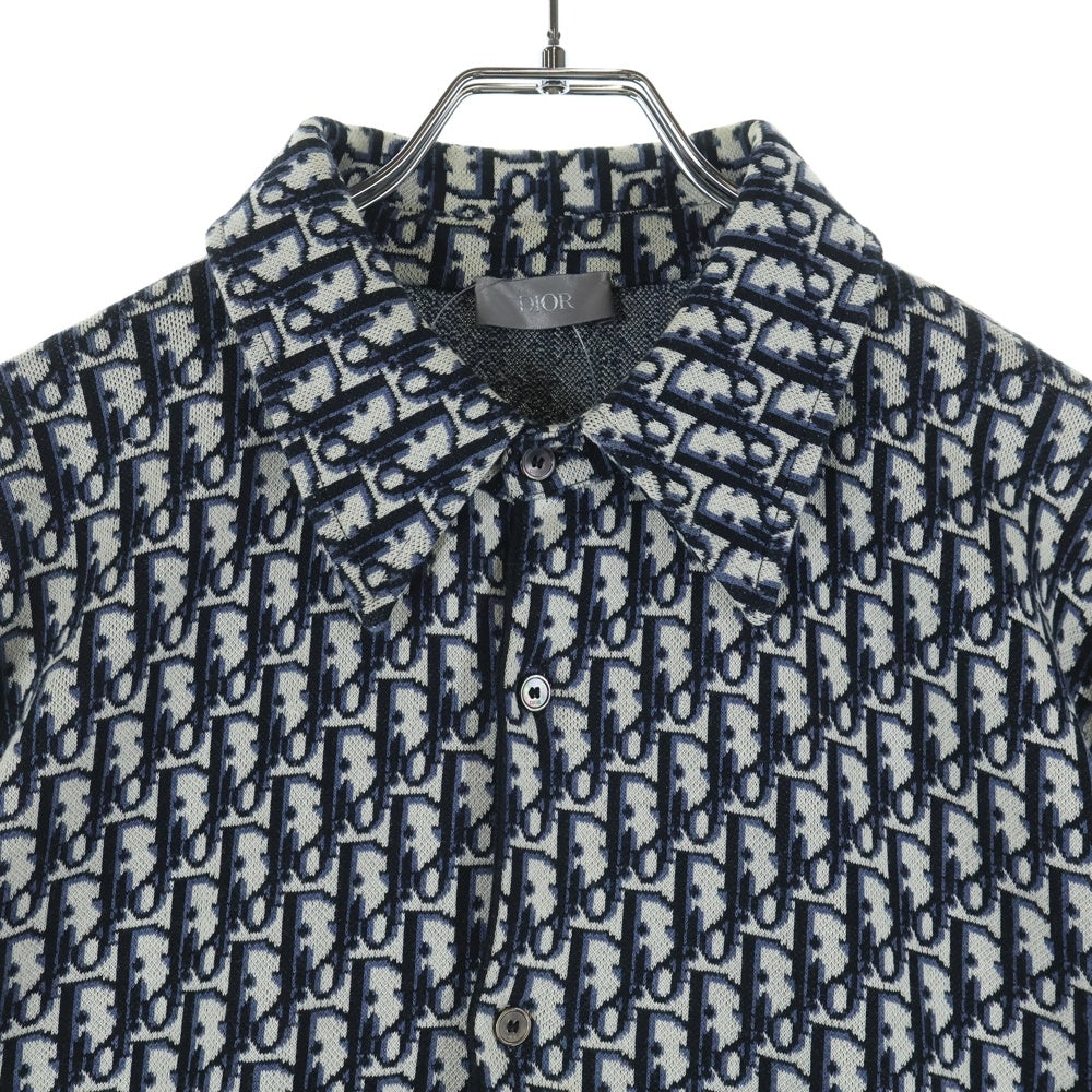 DIOR(ディオール) 20SS Oblique Overshirt 023M550AT099 オブリーク 総柄コットン長袖オーバーシャツ ベージュ/ネイビー