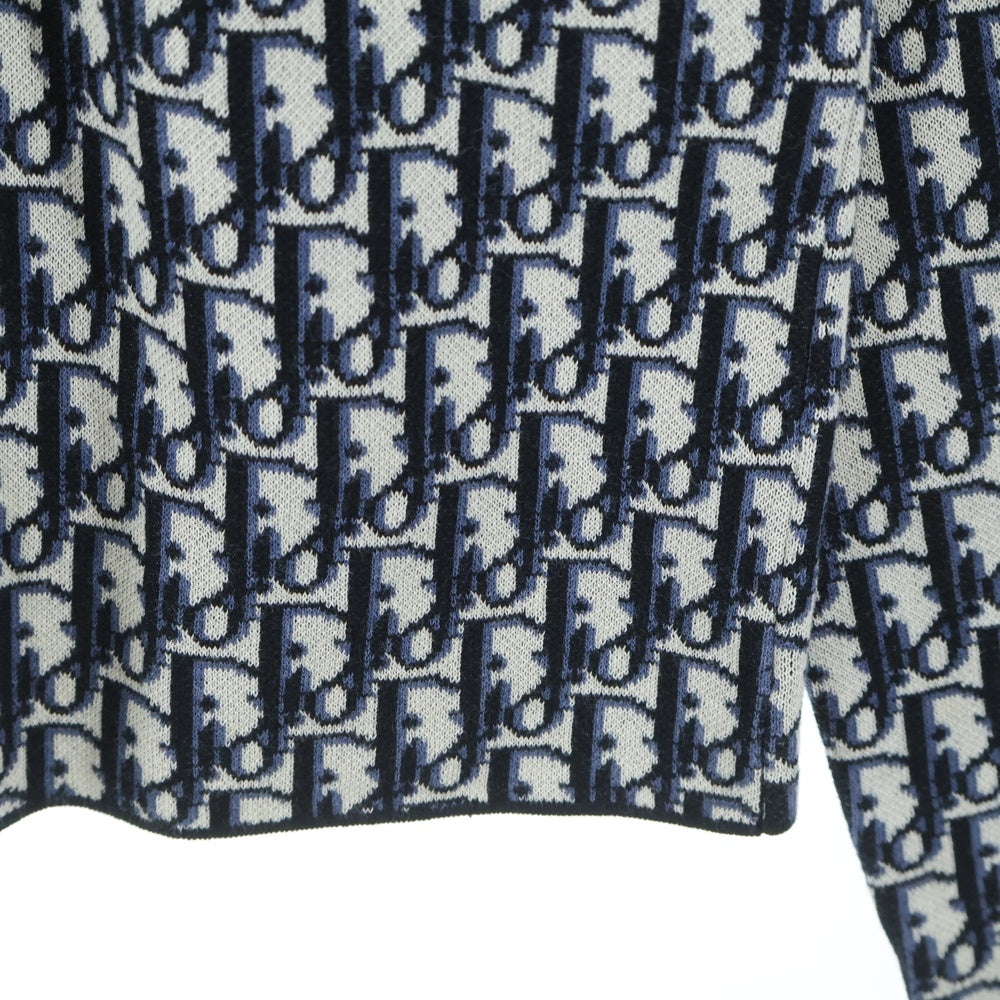 DIOR(ディオール) 20SS Oblique Overshirt 023M550AT099 オブリーク 総柄コットン長袖オーバーシャツ ベージュ/ネイビー