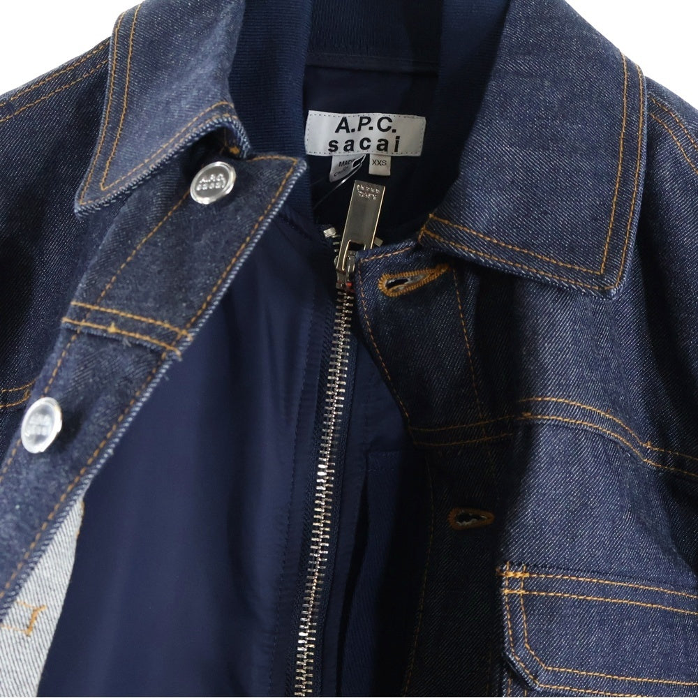 Sacai(サカイ) ×A.P.C アーペーセー ドッキング デニムジャケット インディゴ 21-0293S
