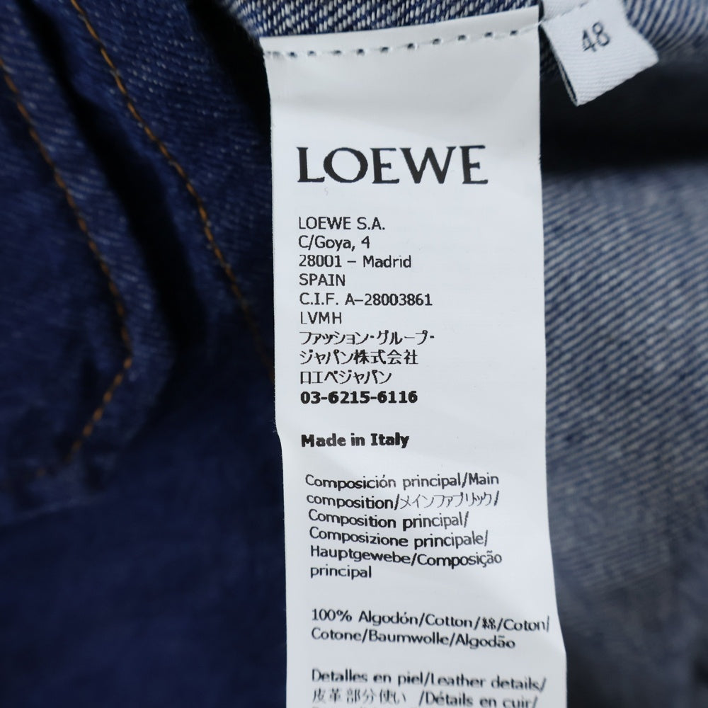 LOEWE(ロエベ) アナグラムロゴレザーパッチ デニムジャケット カバーオール インディゴ H526Y13X20