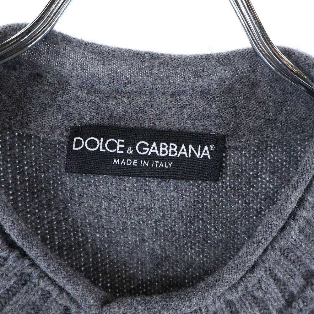 DOLCE & GABBANA(ドルチェアンドガッバーナ) ウール クルーネック 半袖ニット セーター グレー
