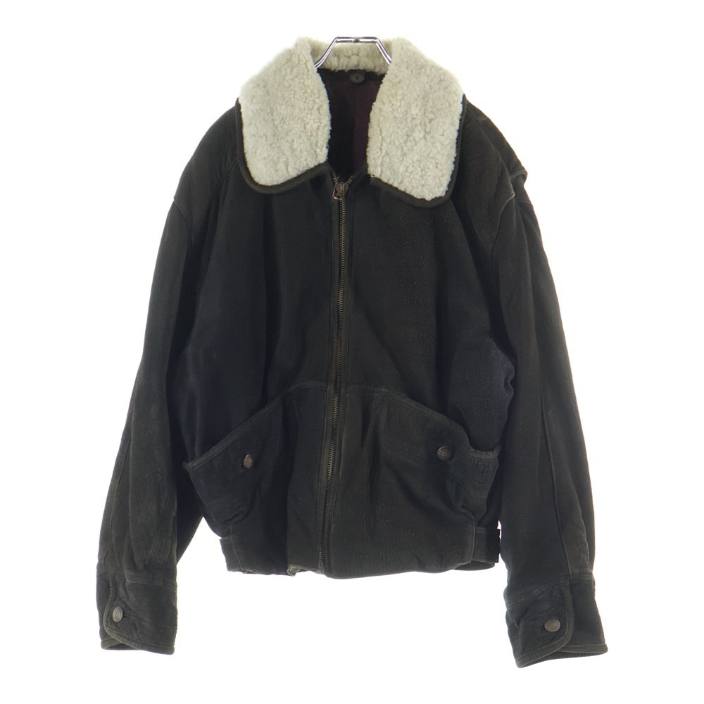 HUGO BOSS(ヒューゴボス) 襟ボア レザーボンバージャケット ジップアップブルゾン ブラウン 12805